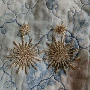 Gold Starburst Statement Earrings